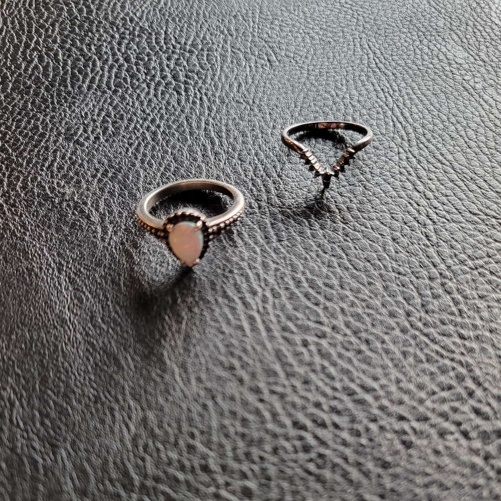Opal and silver wedding set